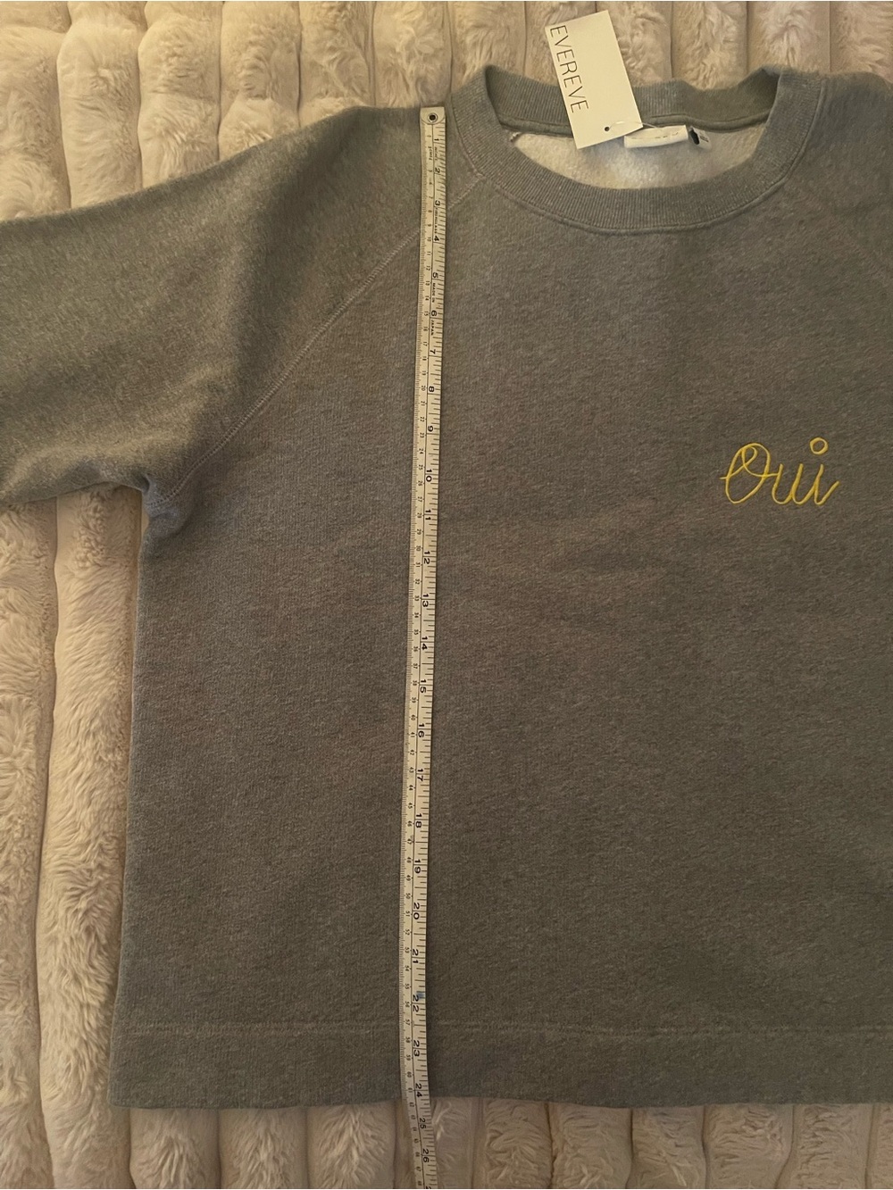 Clare V. Grey Mélange Short-Sleeve Sweatshirt with Small Yellow Dot - Picture 10 of 10